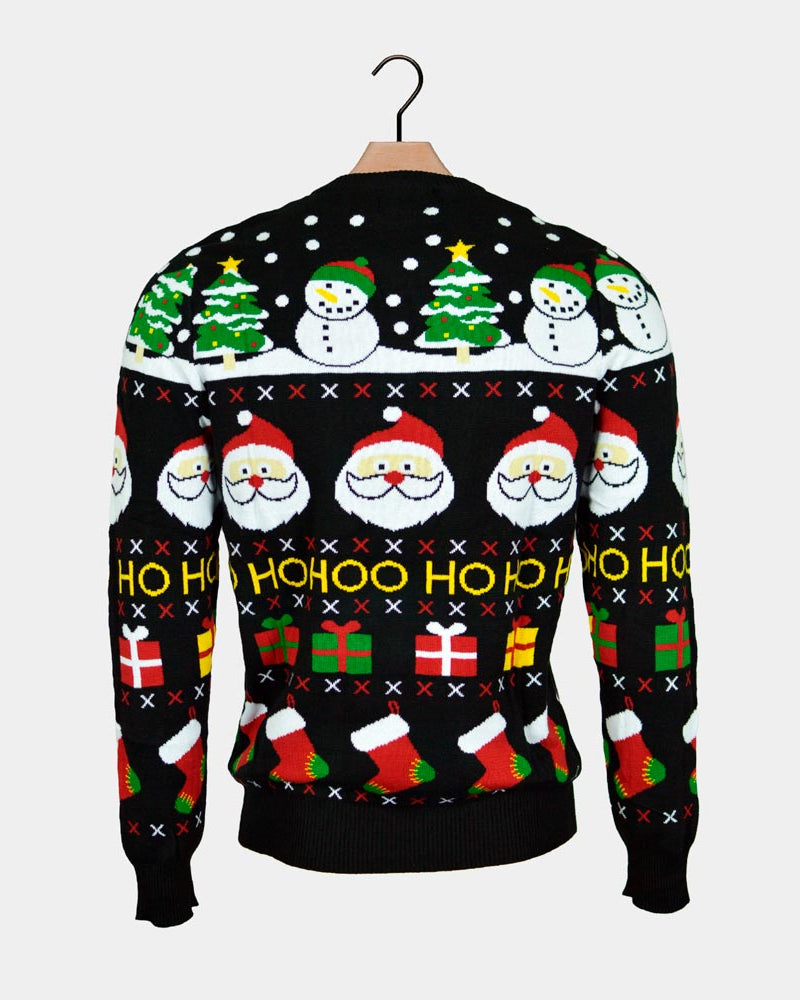 Santa, Gifts and Snowmens Organic Cotton Men's Ugly Christmas Sweater