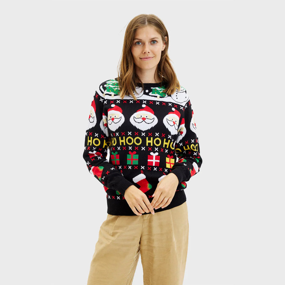 Organic Cotton Womens Ugly Christmas Sweater Santa Gifts Snowmens