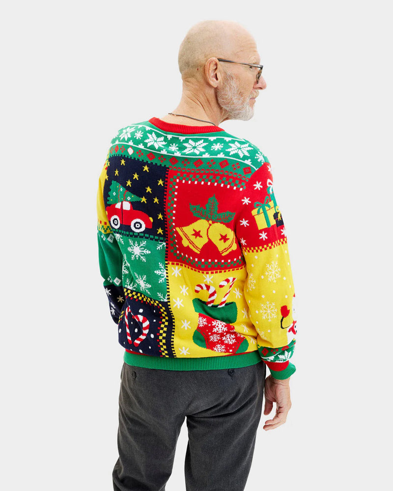 Patchwork Organic Cotton Mens Ugly Christmas Sweater