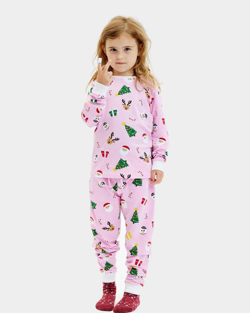Pink Ugly Christmas Pyjama Children with Christmas Motifs