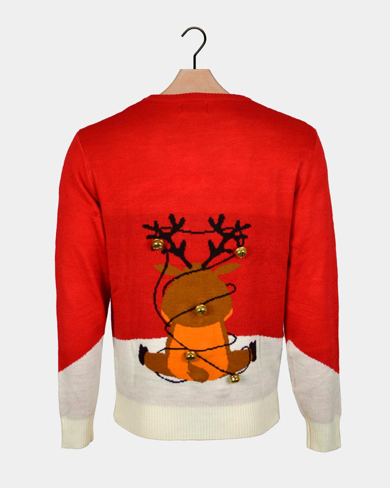 Red 3D Jingle Bells Back Suck Women's Ugly Christmas Sweater