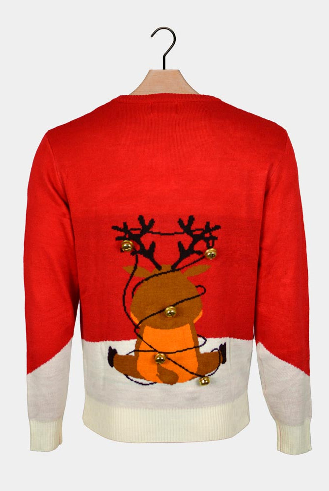 Red 3D Jingle Bells Back Suck Women's Ugly Christmas Sweater