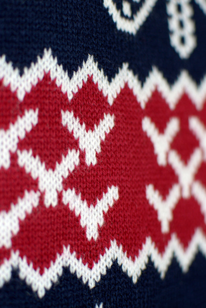 detail Red and Blue Strips Couple's Ugly Christmas Sweater
