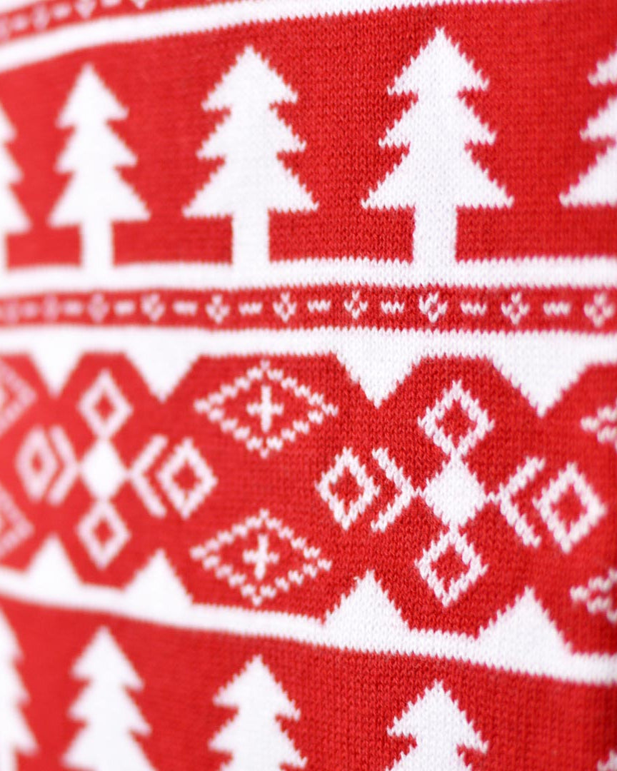 Red Family Ugly Detail Christmas Sweater with Puppy