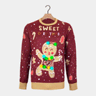 Red LED light-up Boys and Girls Ugly Christmas Sweater with Ginger Cookie