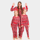 Family Red Ugly Christmas Pyjama for Children with Reindeer and Trees