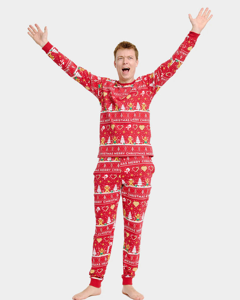 Red Ugly Christmas Pyjama for Family Gingercookies Men