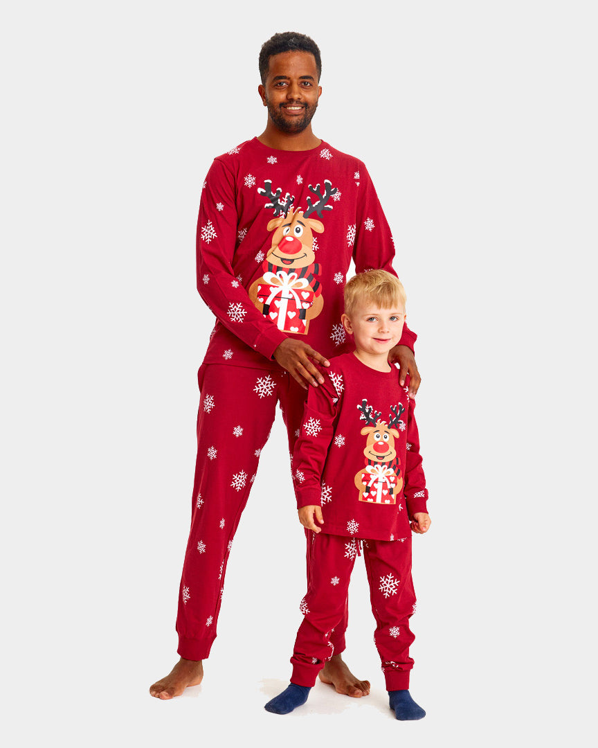 Red Ugly Christmas Pyjama for Women and Boy with Rudolph the Reindeer