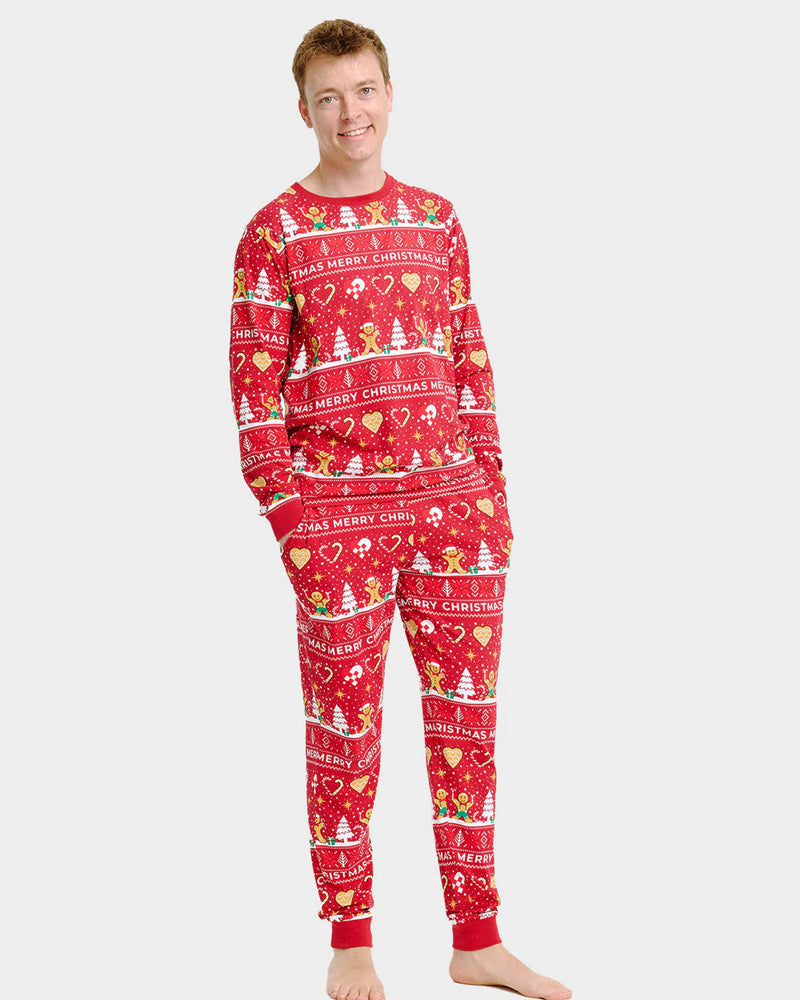 Red Ugly Christmas Pyjama for Men Gingercookies