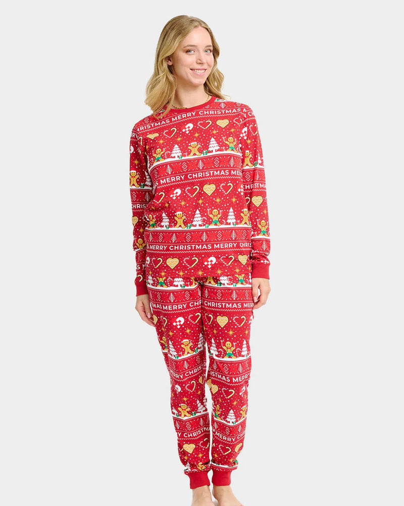Red Ugly Christmas Pyjama Women Men Gingercookies