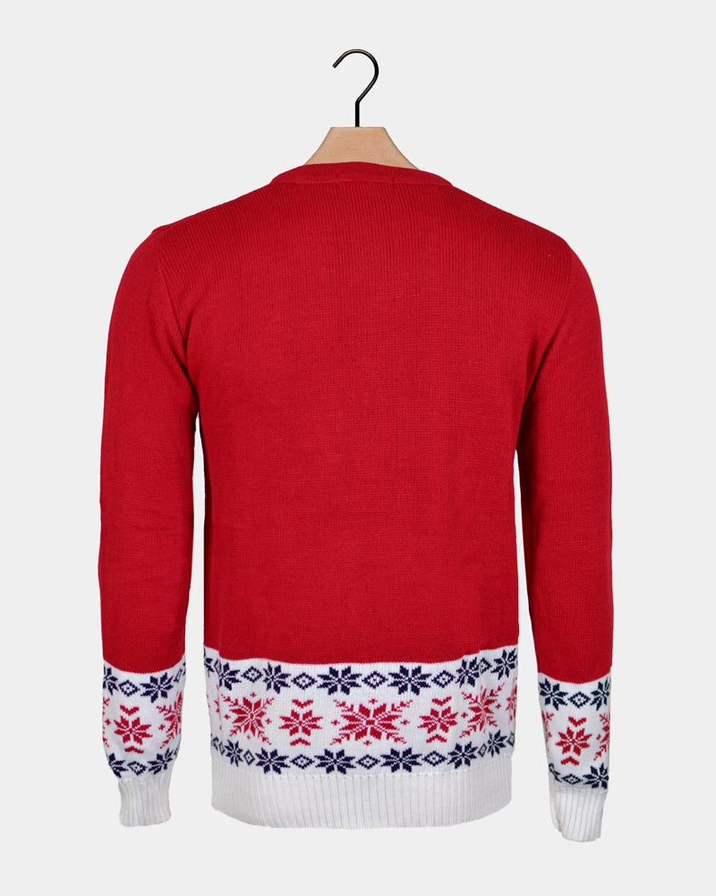 Reindeer and Snow Red Men's Ugly Christmas Sweater