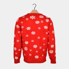 Santa and Reindeer Greeting Red Couple's Ugly Christmas Sweater