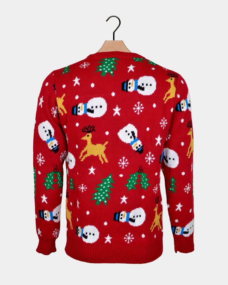 Santa, Trees and Snowmens Red Couple's Ugly Christmas Sweater