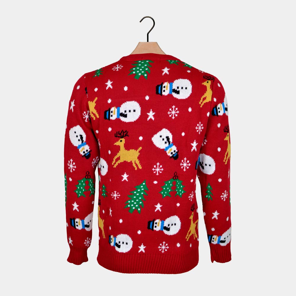 Santa, Trees and Snowmens Red Couple's Ugly Christmas Sweater