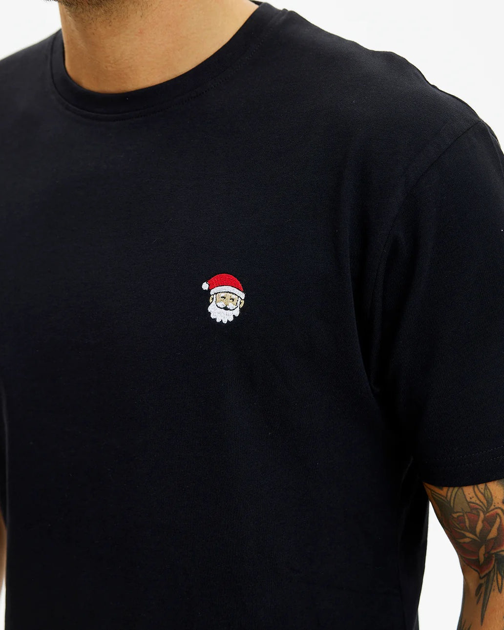 Santa Black Mens and Womens Ugly Christmas T-Shirt