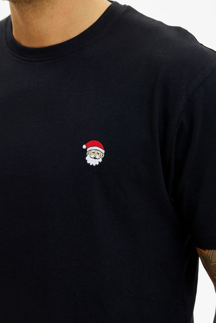 Santa Black Mens and Womens Ugly Christmas T-Shirt