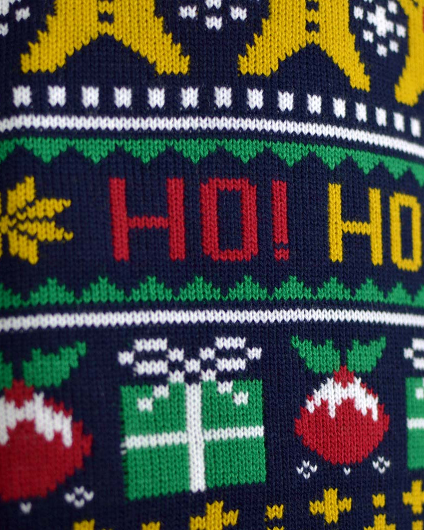 Santa Ho Ho Ho! Couple's Ugly Christmas Sweater detail