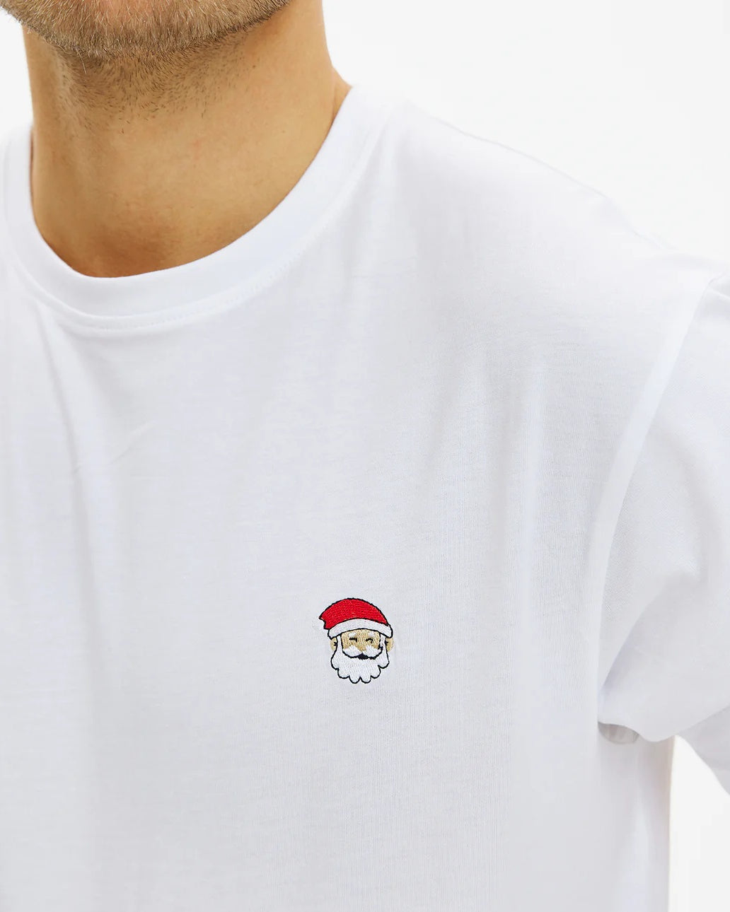 Santa White Mens and Womens Ugly Christmas T-Shirt