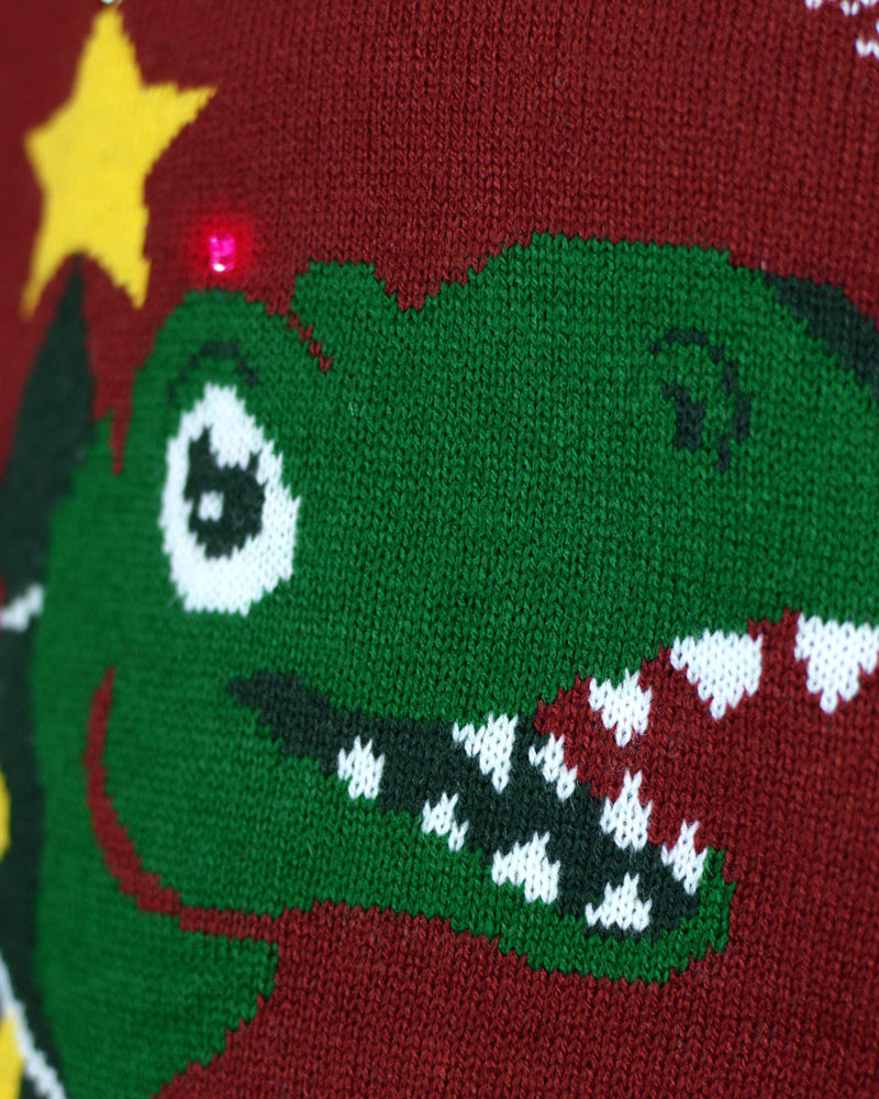 Tree-Rex LED light-up Couples Ugly Christmas Sweater