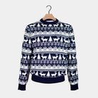 Couple's Ugly Christmas Sweater Reindeers and Trees Strips