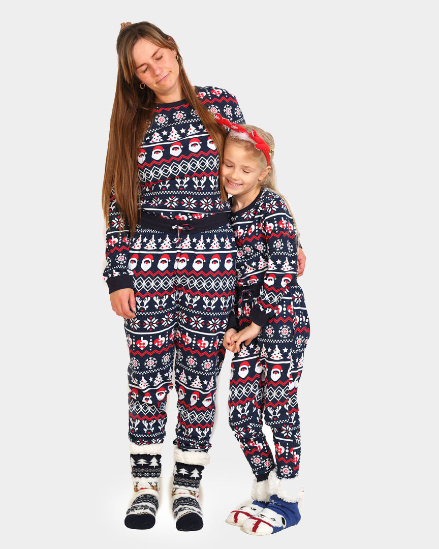 Ugly Christmas Pyjama for Children with Santa, Reindeers and Hearts Womens
