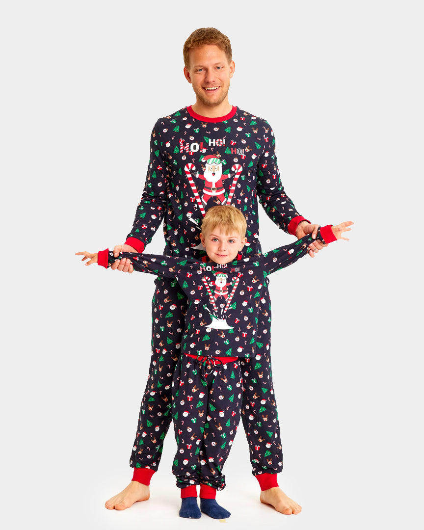 Mens Ugly Christmas Pyjama for Children with Skiing Santa
