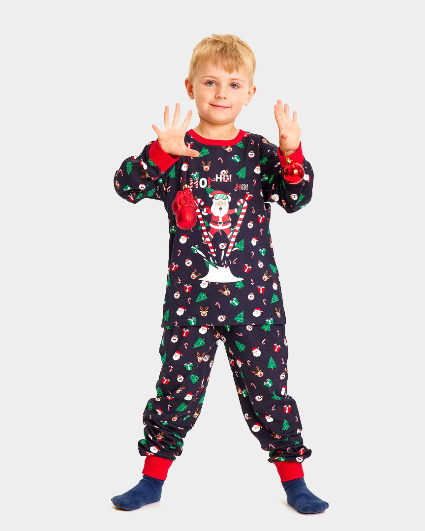 Ugly Christmas Pyjama for Children with Skiing Santa