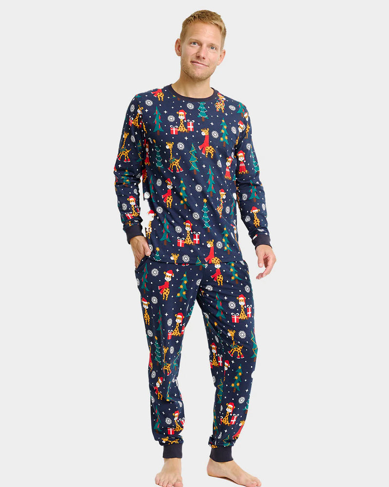 Ugly Christmas Pyjama for Family Giraffes Men