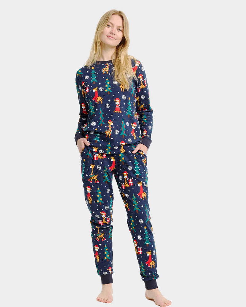 Ugly Christmas Pyjama for Family Giraffes Women
