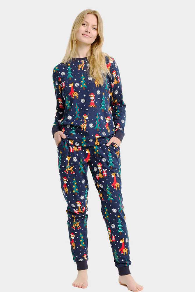 Ugly Christmas Pyjama for Family Giraffes Women