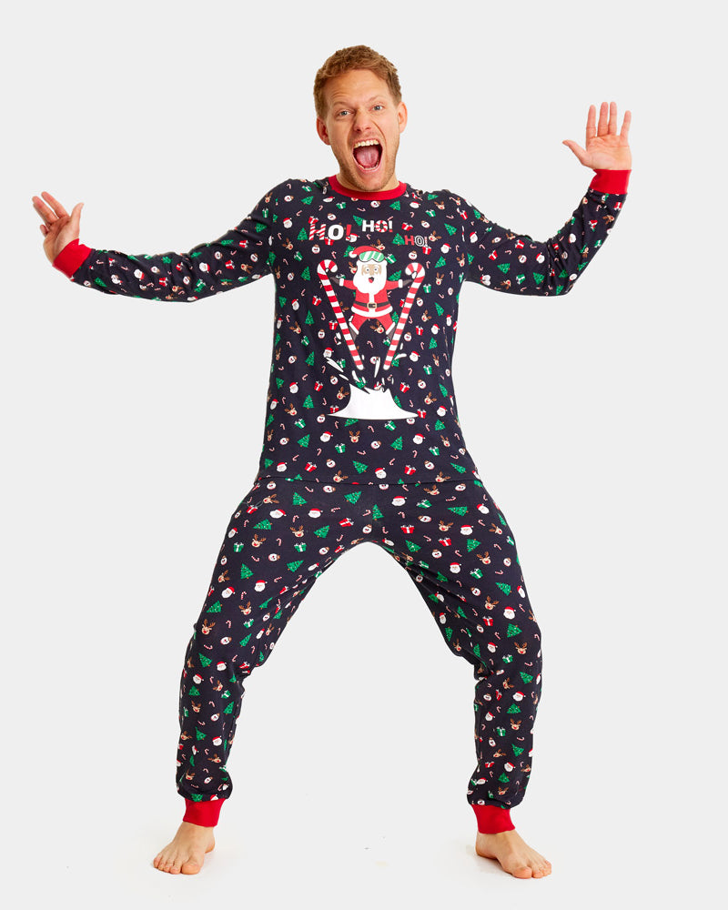 Ugly Christmas Pyjama for Men with Skiing Santa
