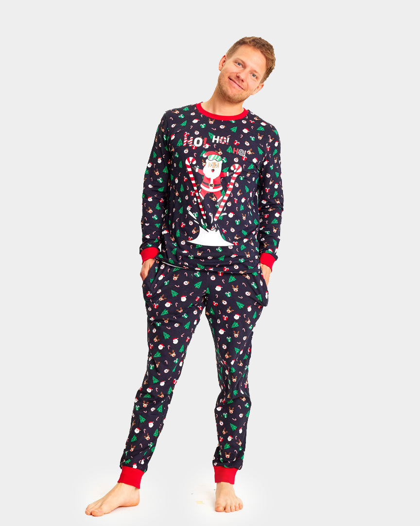 Ugly Christmas Pyjama with Skiing Santa mens