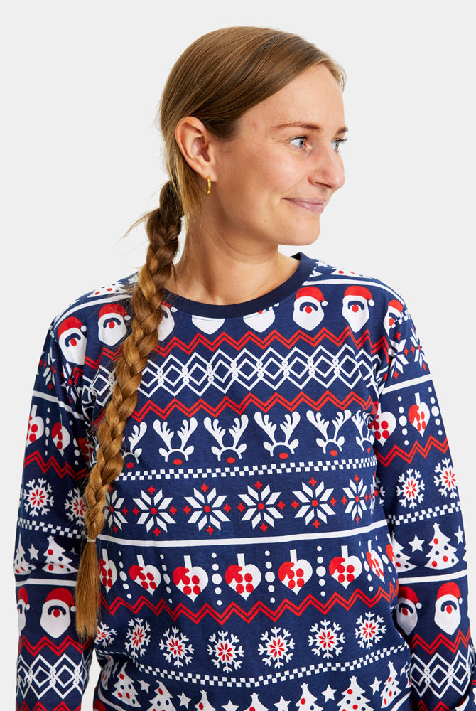 Ugly Christmas Pyjama Womens Family Santa Reindeers Hearts