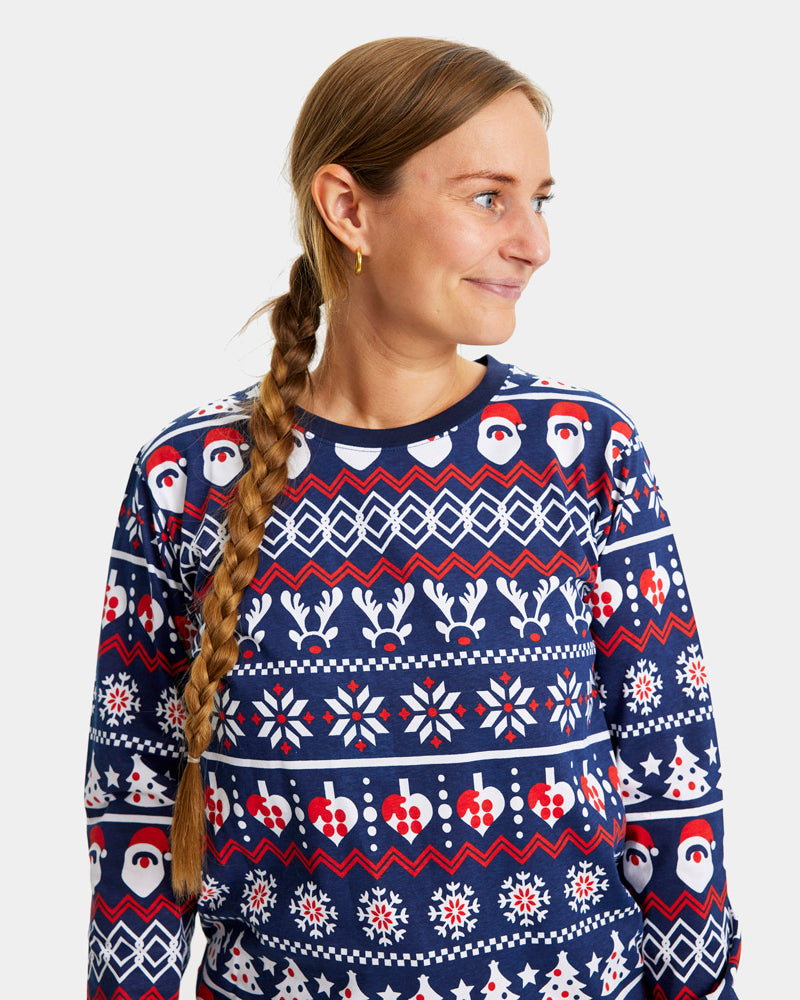 Ugly Christmas Pyjama Womens Santa Reindeers Hearts