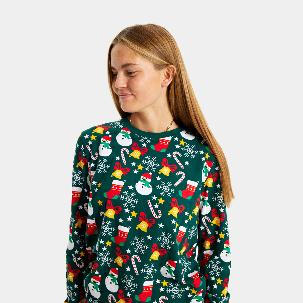 Ugly Christmas Pyjama Womens Christmas motifs Green