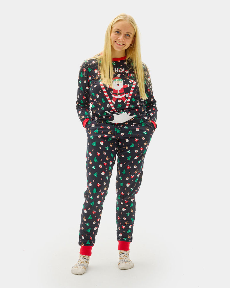 Ugly Christmas Pyjama for Womens with Skiing Santa