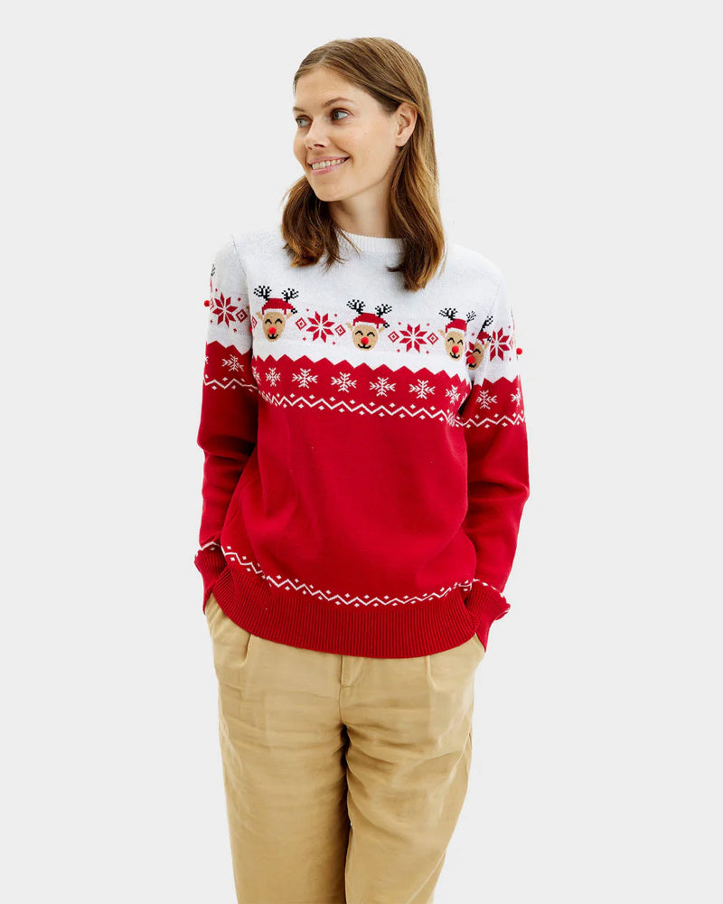 Ugly Christmas Sweater Adorable Reindeer Womens