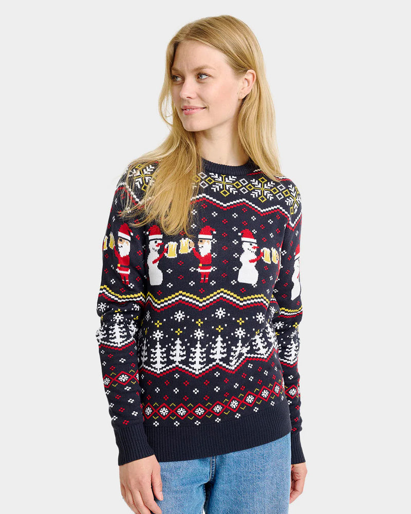 Ugly Christmas Sweater Cheers Santa Womens