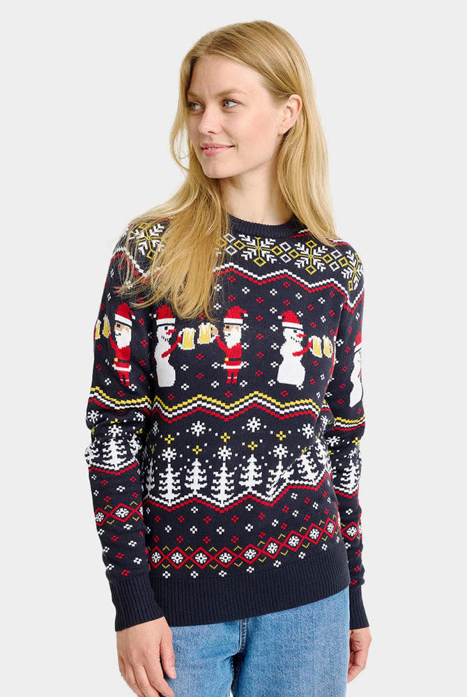 Ugly Christmas Sweater Cheers Santa Womens
