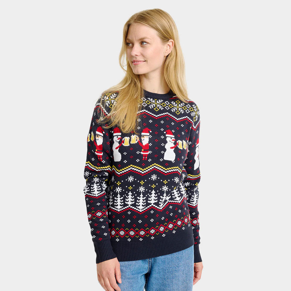 Ugly Christmas Sweater Cheers Santa Womens