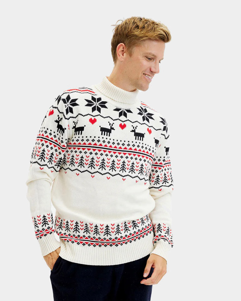 Ugly Christmas Sweater Classy Turtleneck Beige Organic Cotton Men's