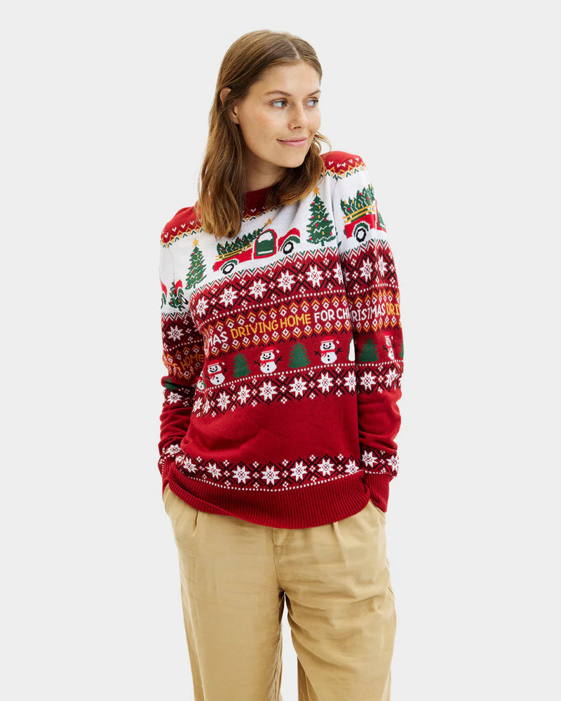 Ugly Christmas Sweater Driving Home Womens