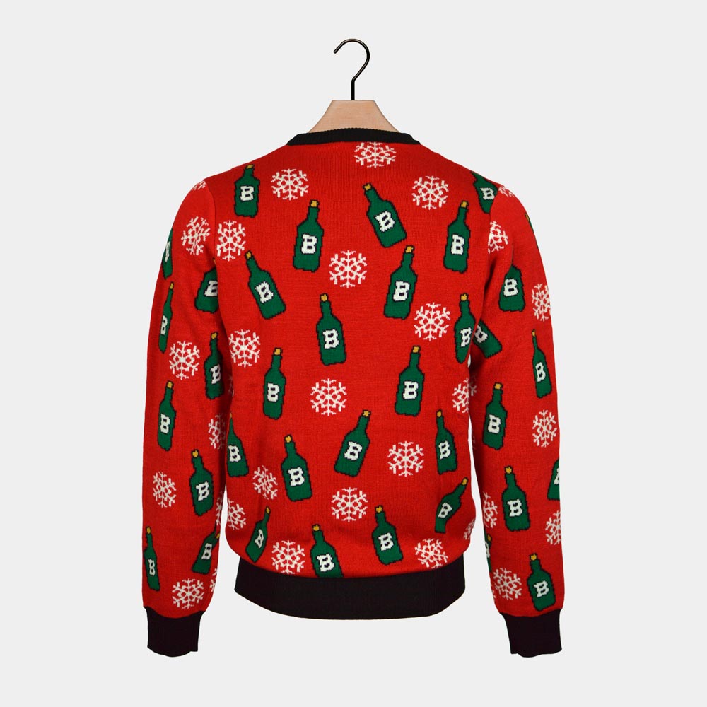 Women's Ugly Christmas Sweater with Reindeer + Beer Opener