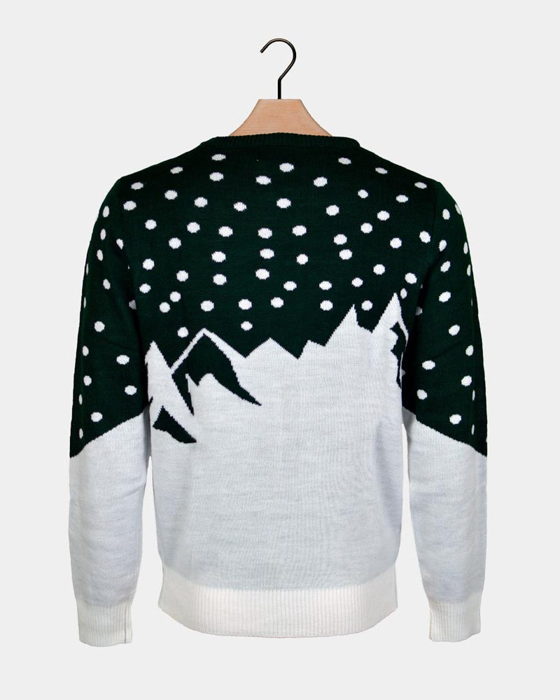 Ugly Christmas Sweater back Reindeer on Snowmobile
