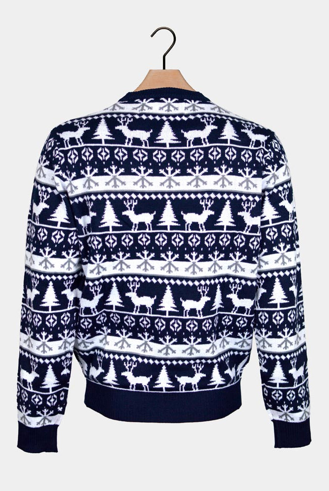 Reindeers and Trees Strips Couple's Ugly Christmas Sweater