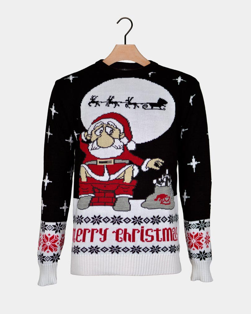 Ugly Christmas Sweater Santa Downloading Mens
