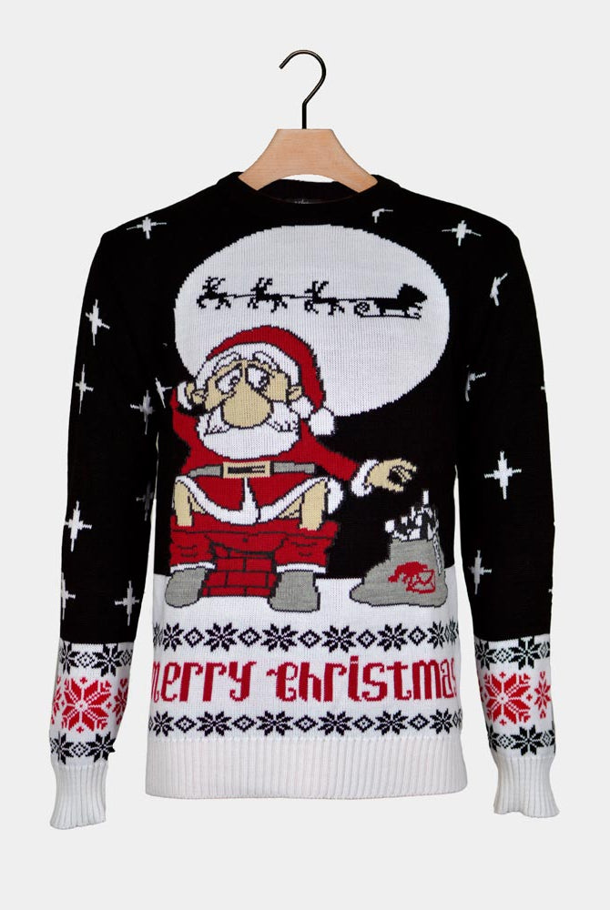 Ugly Christmas Sweater Santa Downloading Mens