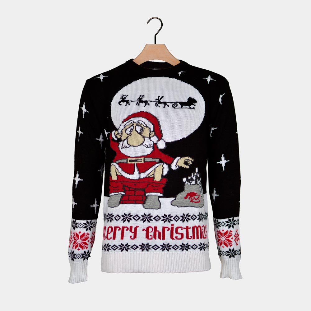 Ugly Christmas Sweater Santa Downloading Mens