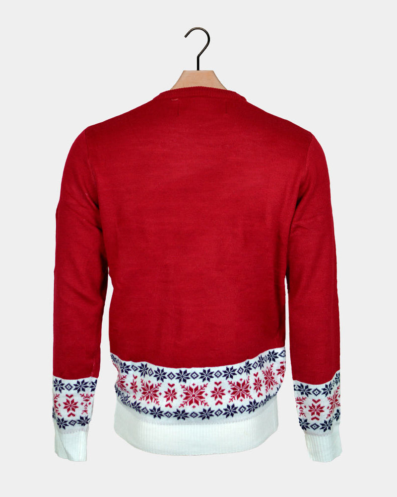 Santa and Rudolph Smiling Couple's Ugly Christmas Sweater