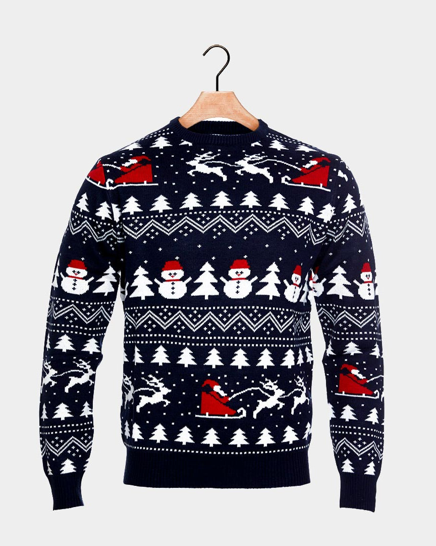 Men's Ugly Christmas Sweater Trees, Snowmens Santa